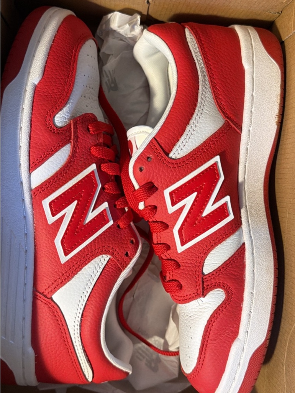 New Balance Red & White Low-Top Sneakers